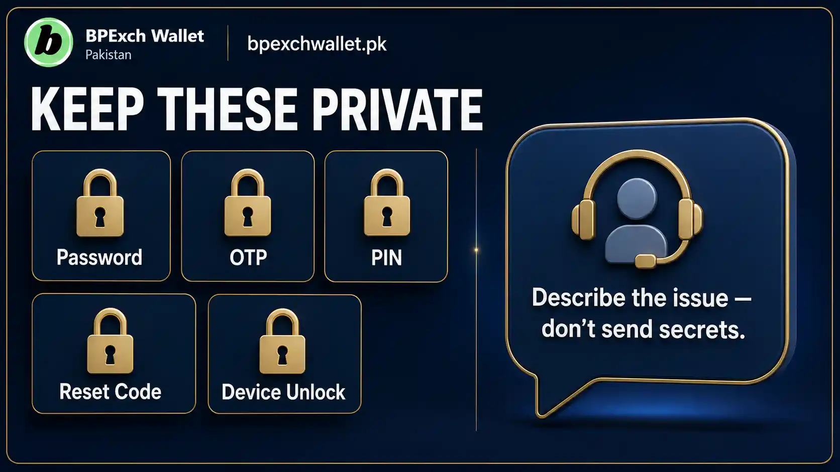 BetPro account credential privacy checklist for passwords OTPs PINs and reset codes